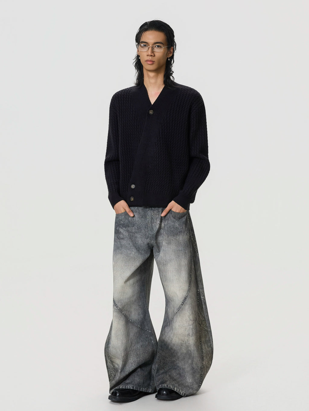 BTSG 3D Digital Printing Stitching Scimitar Jeans