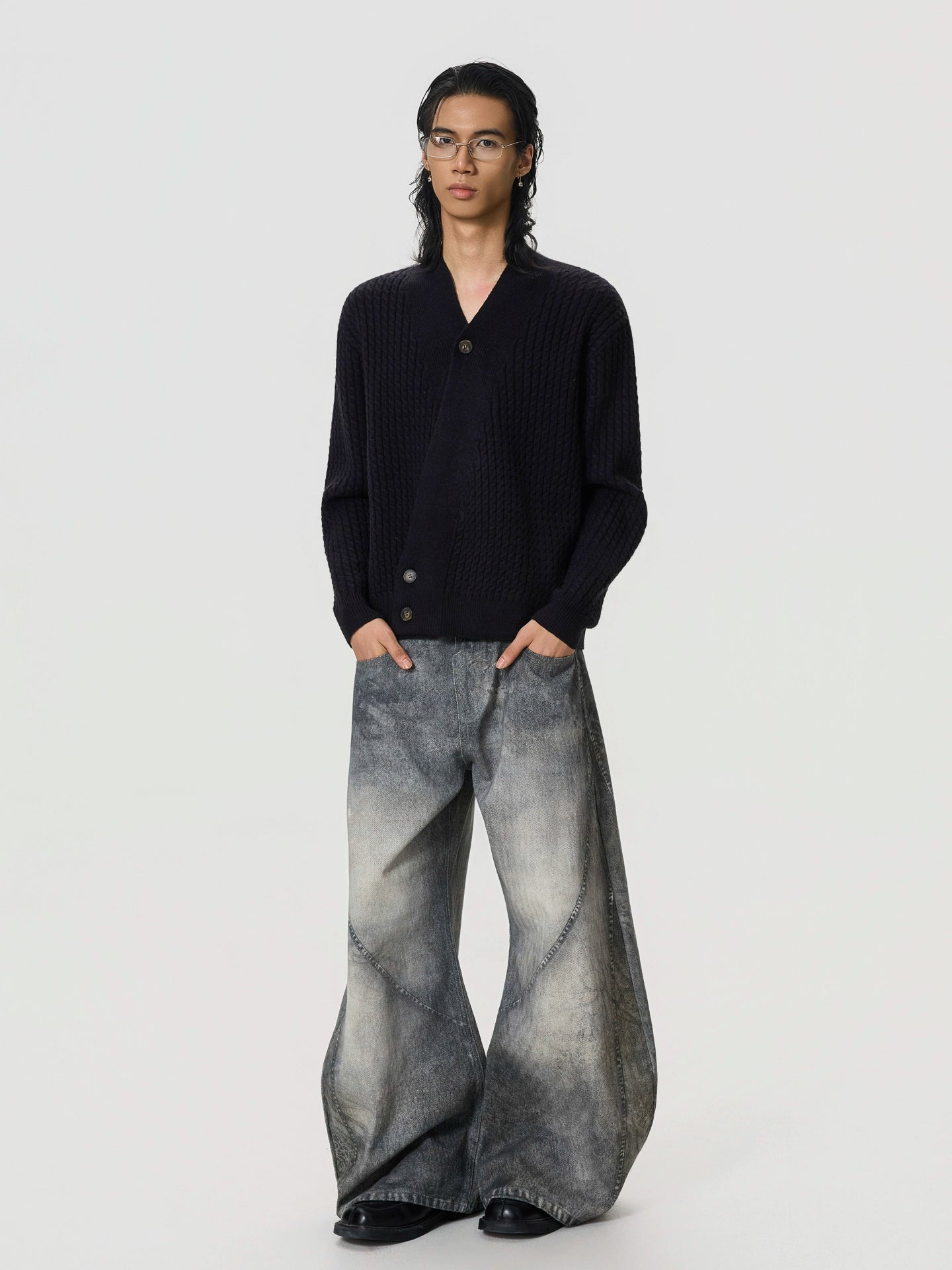 BTSG 3D Digital Printing Stitching Scimitar Jeans