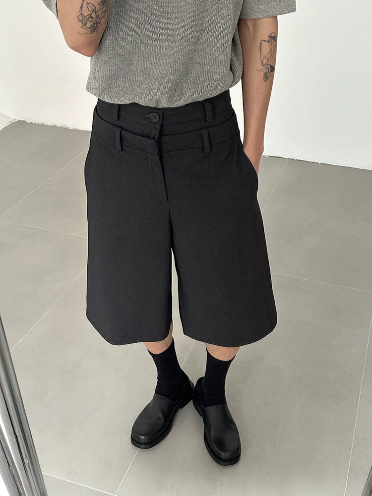 COLN Versatile Fashionable Double Waist Cropped Shorts