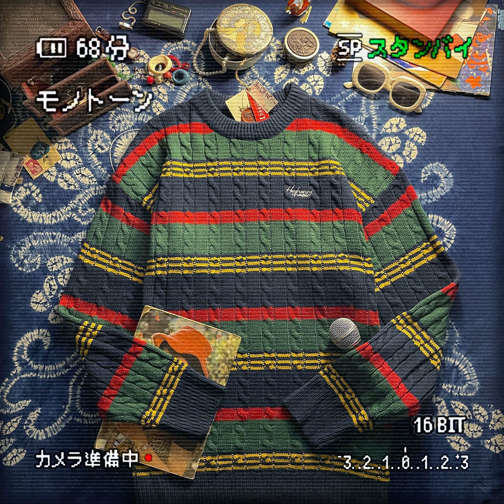 ALOHA Vintage Lazy Striped Knitted Sweater