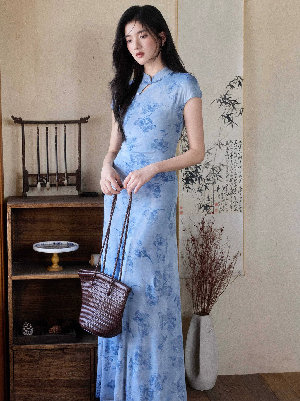 TYANG Smudged Cheongsam Slim-fit Temperament Dress
