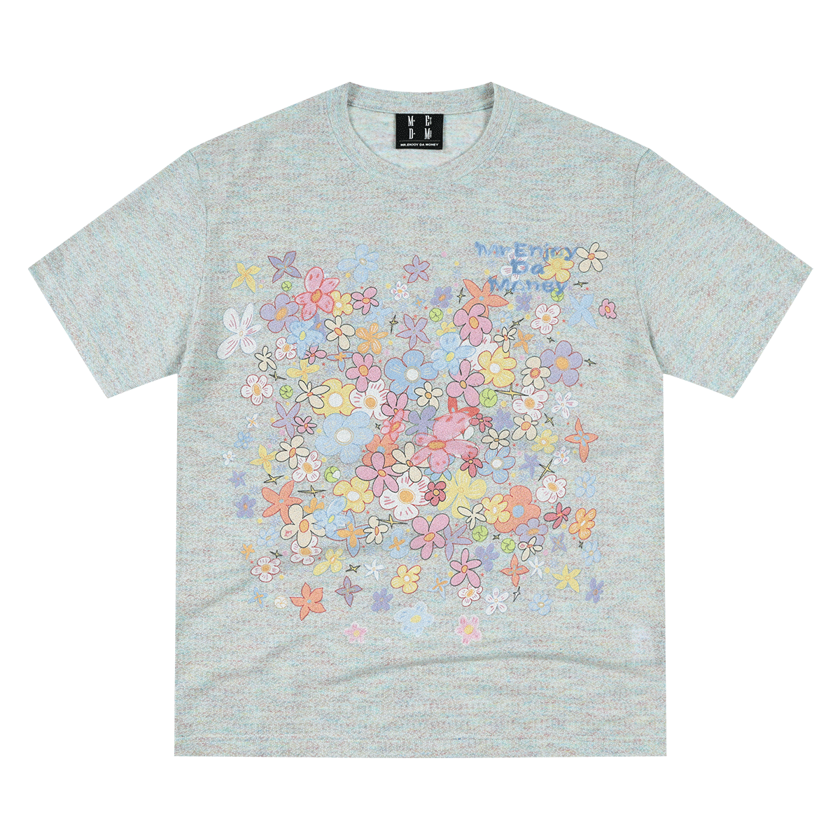 MEDM Flower Print Color Yarn Casual Loose Tee