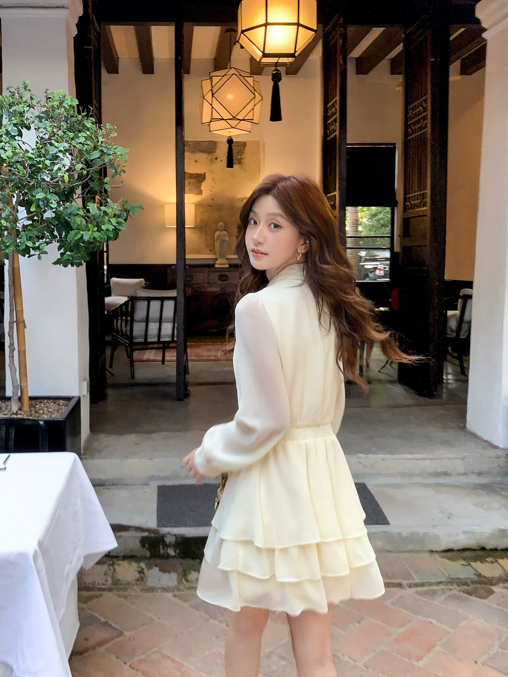 Pusumede Bow-tie Chiffon Dress