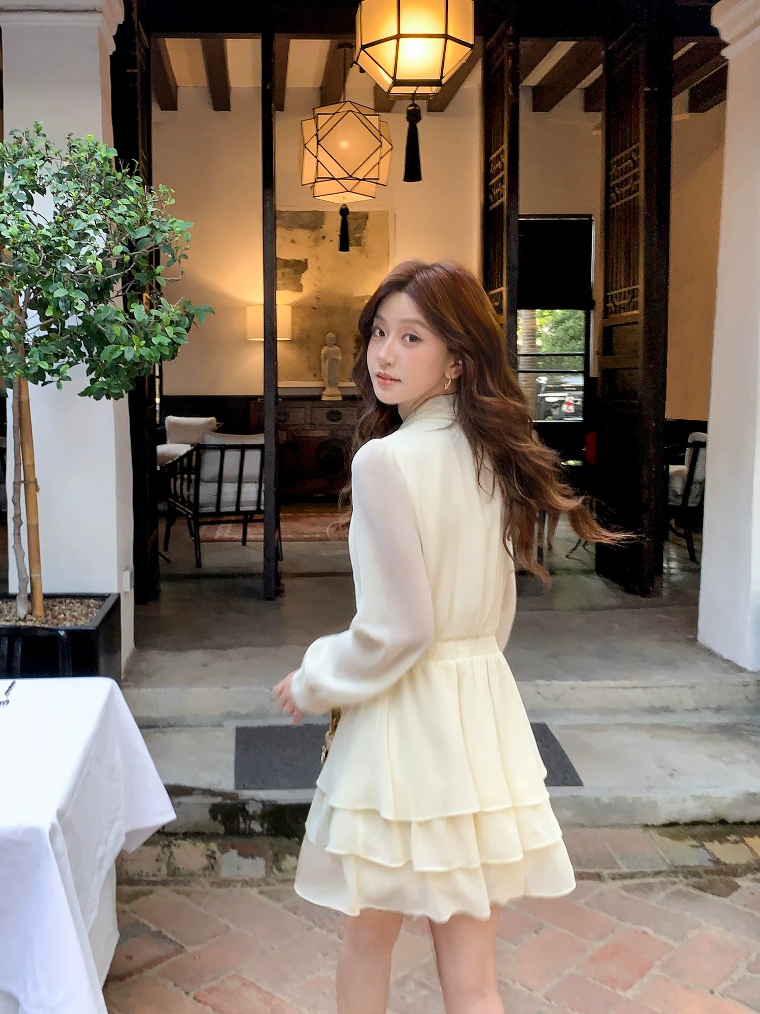 Pusumede Bow-tie Chiffon Dress