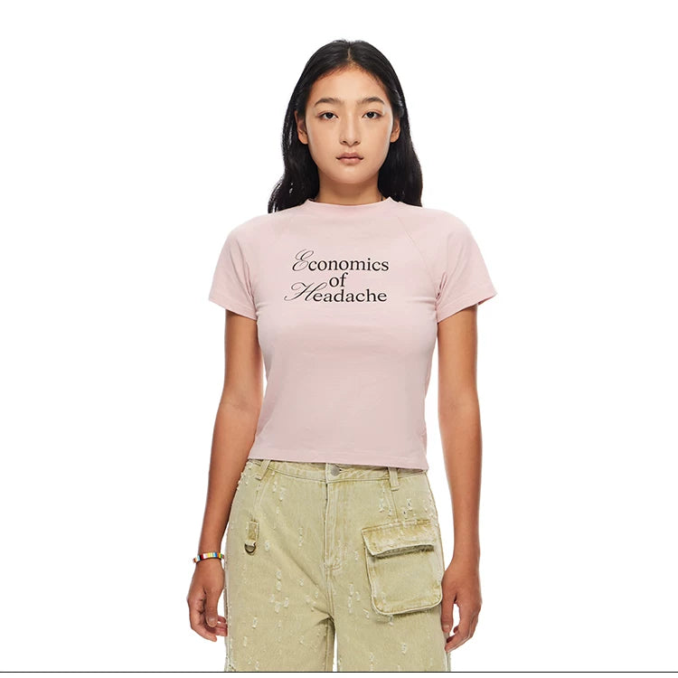 HEADACHE Crew Neck Shoulder Casual Tee