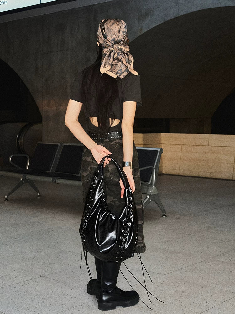 Acynmixx Straps Soft Leather Large Capacity Shoulder Bag