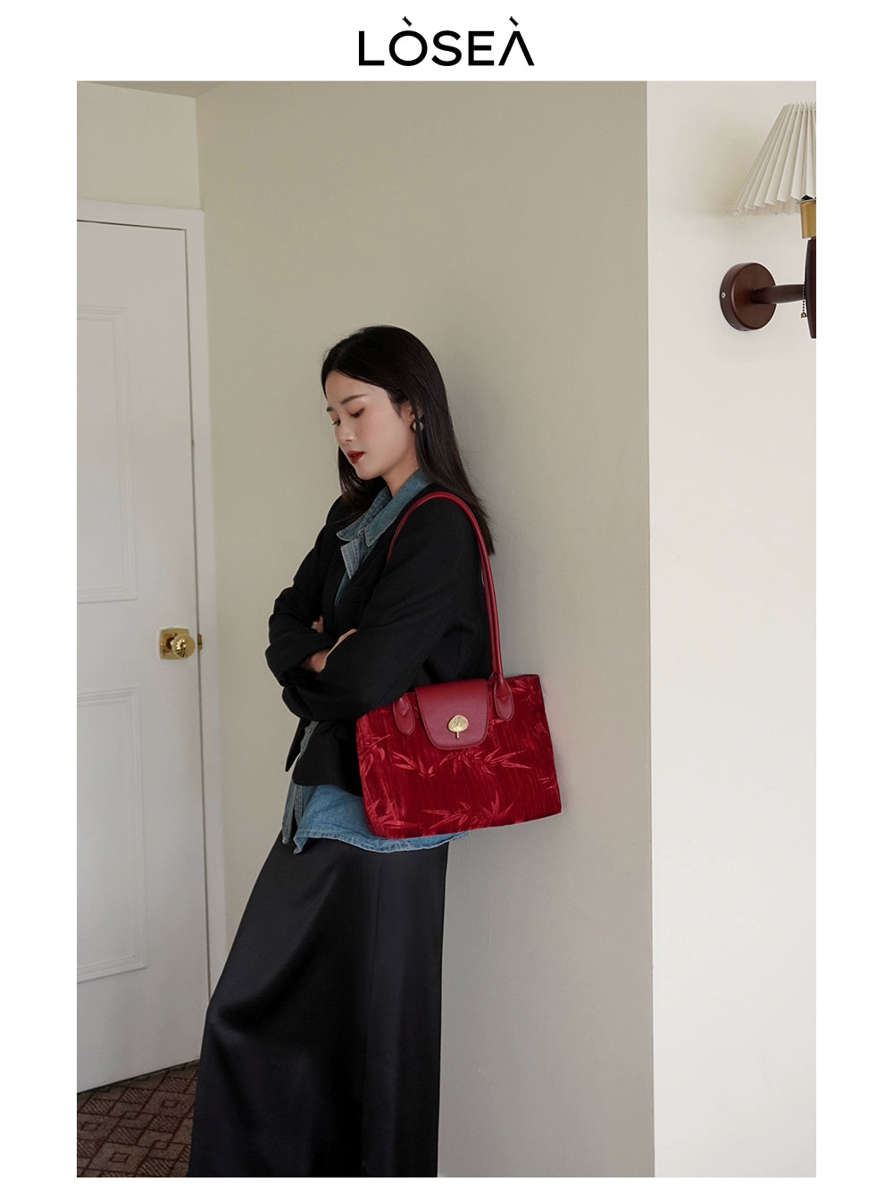 LOSEA New Chinese Style Pudong Fan Underarm Shoulder Bag