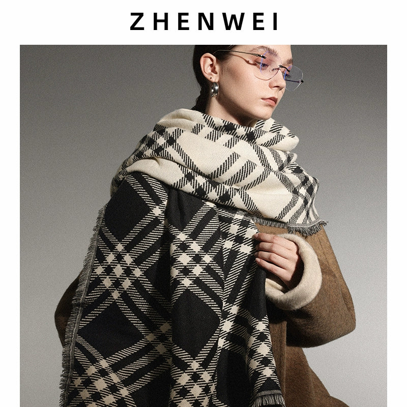 ZHENWEI Widened Large Shawl Plaid Scarf
