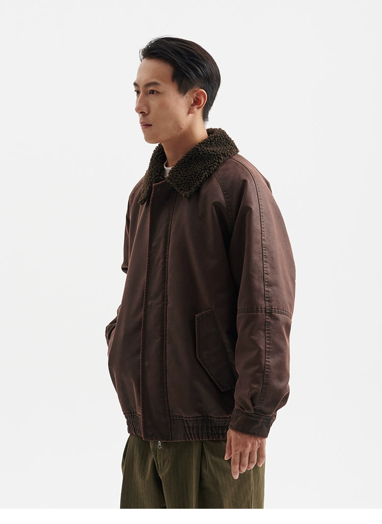 BUTTBILL Vintage Loose Imitation Cashmere Collar Jacket