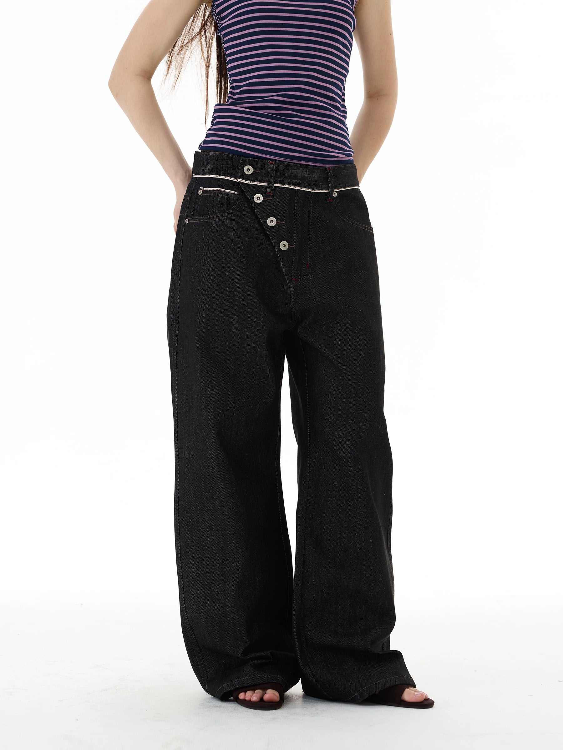 WLNEXT Vintage Niche Wide Leg Jeans