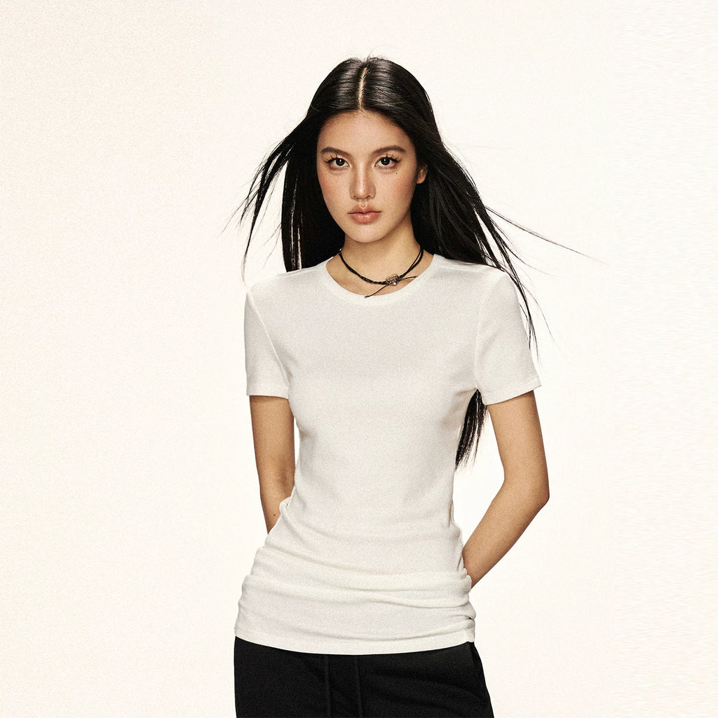Cherry Melody | Slimming Round Neck Short Sleeve Tee