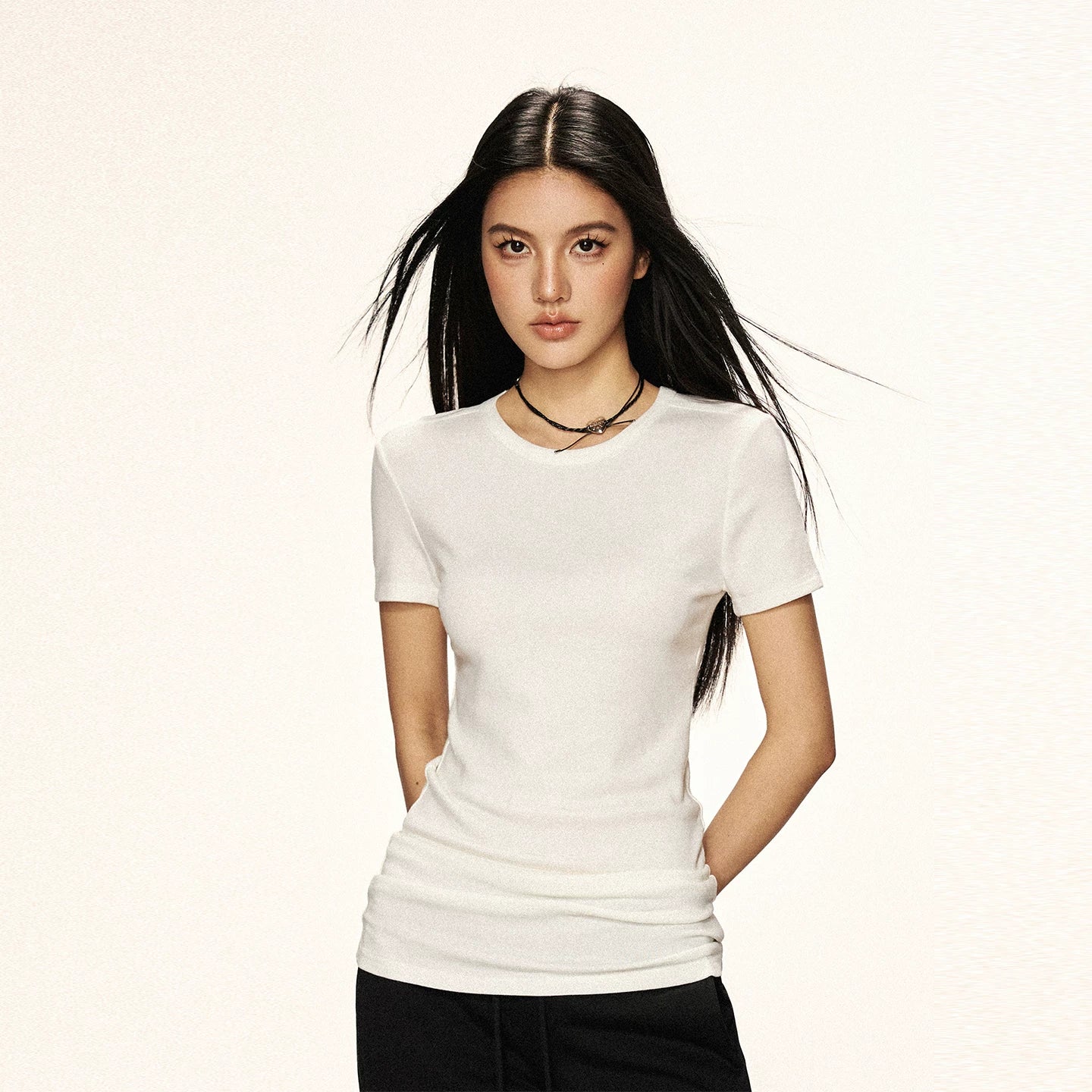 Cherry Melody | Slimming Round Neck Short Sleeve Tee