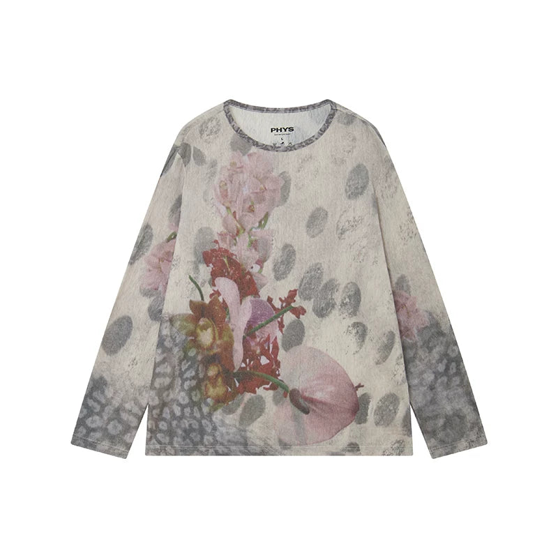 PHYS Spotted Floral Slack Shoulder Long Sleeve T-Shirt
