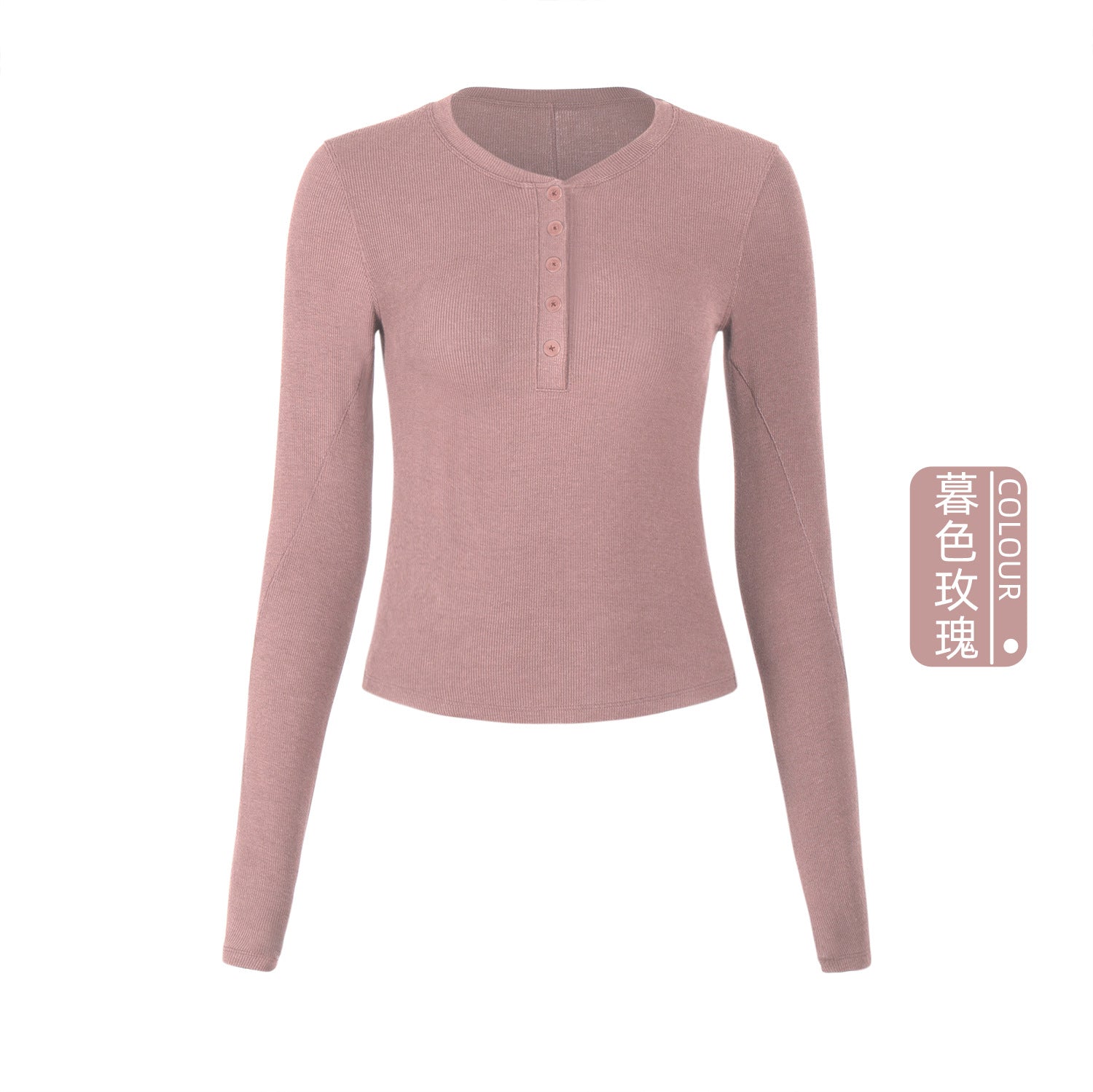 Athena Lulu Slim Fit Button Henry Collar Yoga Top