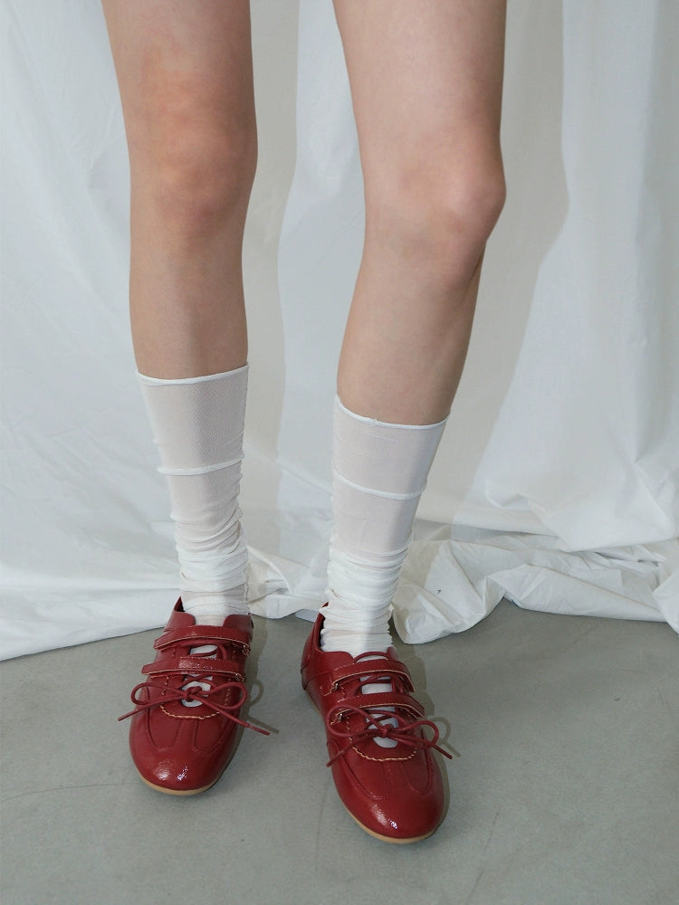 Mooreyu Leather Round Head Shallow Mouth Casual Mary Jane Shoes