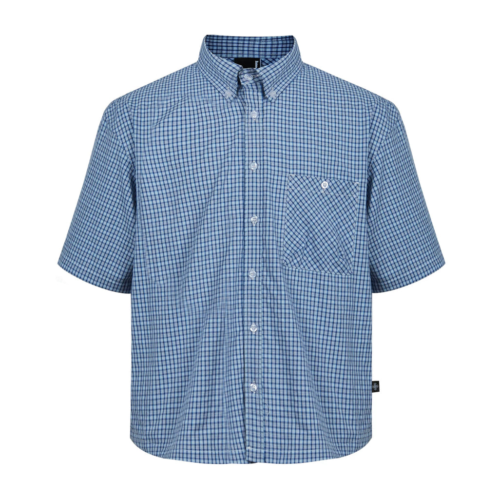 Remedy Lapel Loose Short Plaid Shirt