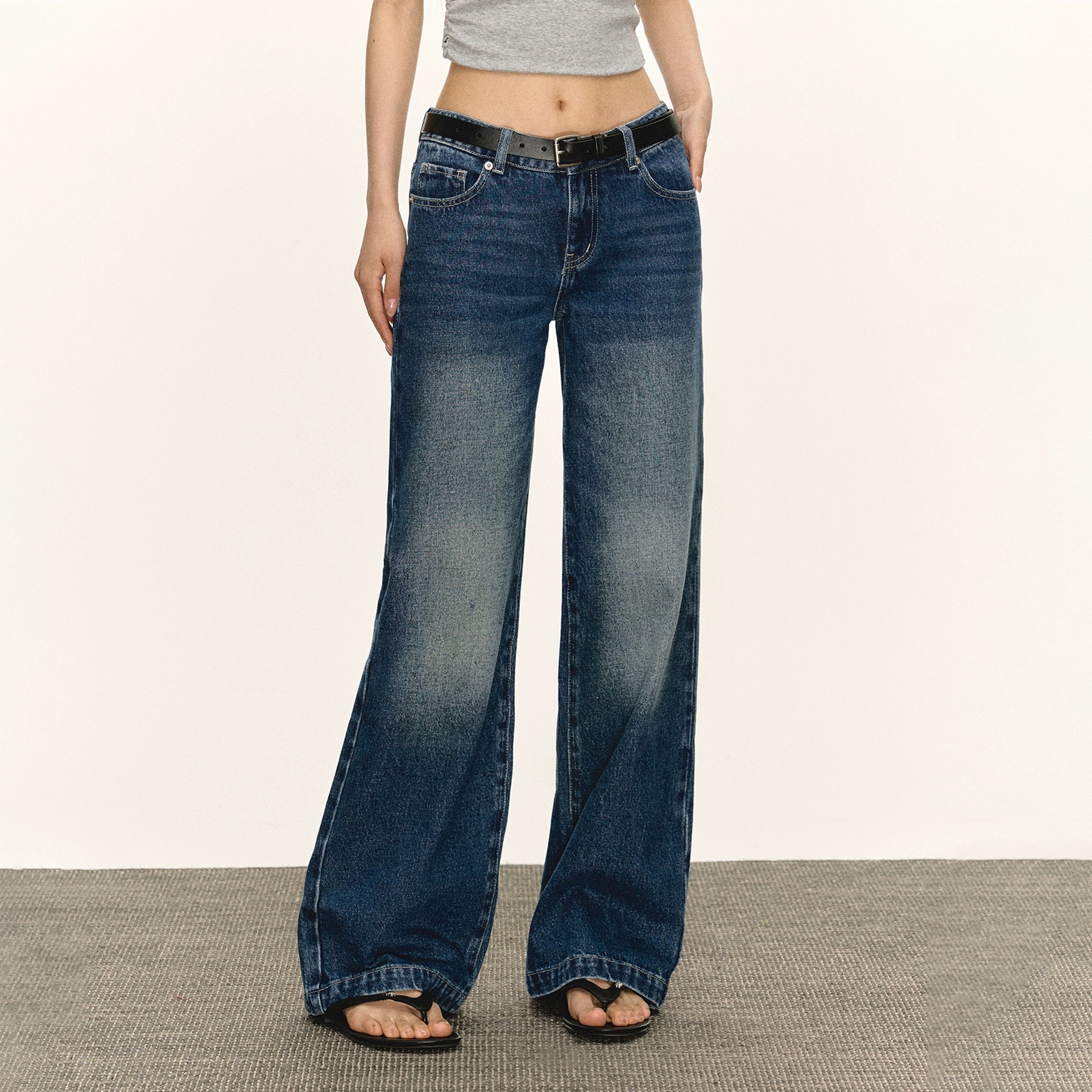 Ariseism Vintage Low Waist Wide Leg Jeans