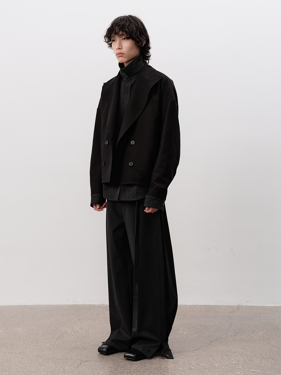 JCAESAR Striped Double-breasted Silhouette Suit
