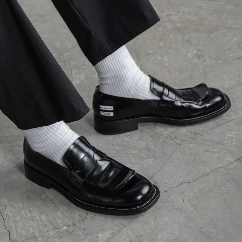 CONP Retro One-pedal Square Head Leather Shoes