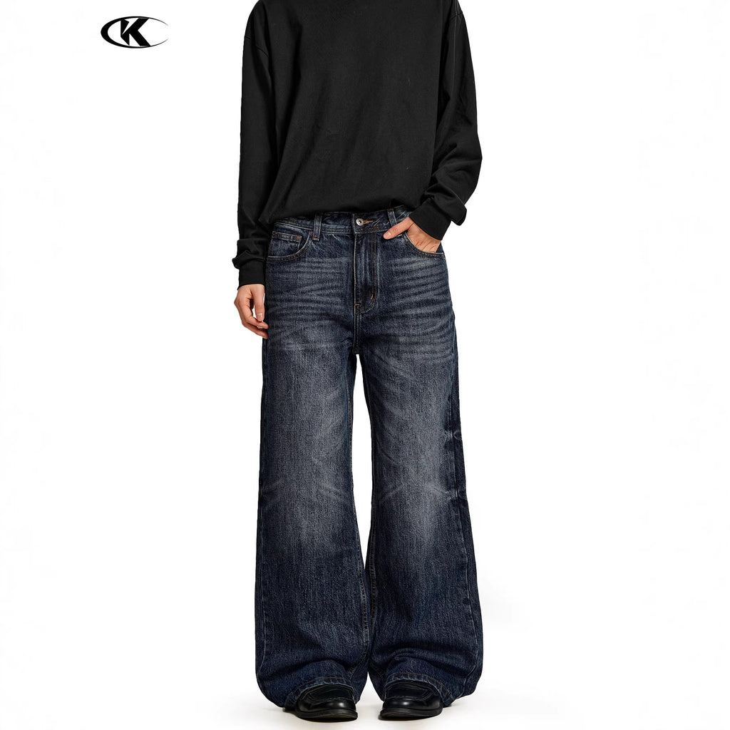 11KN Retro Loose Straight Versatile Jeans