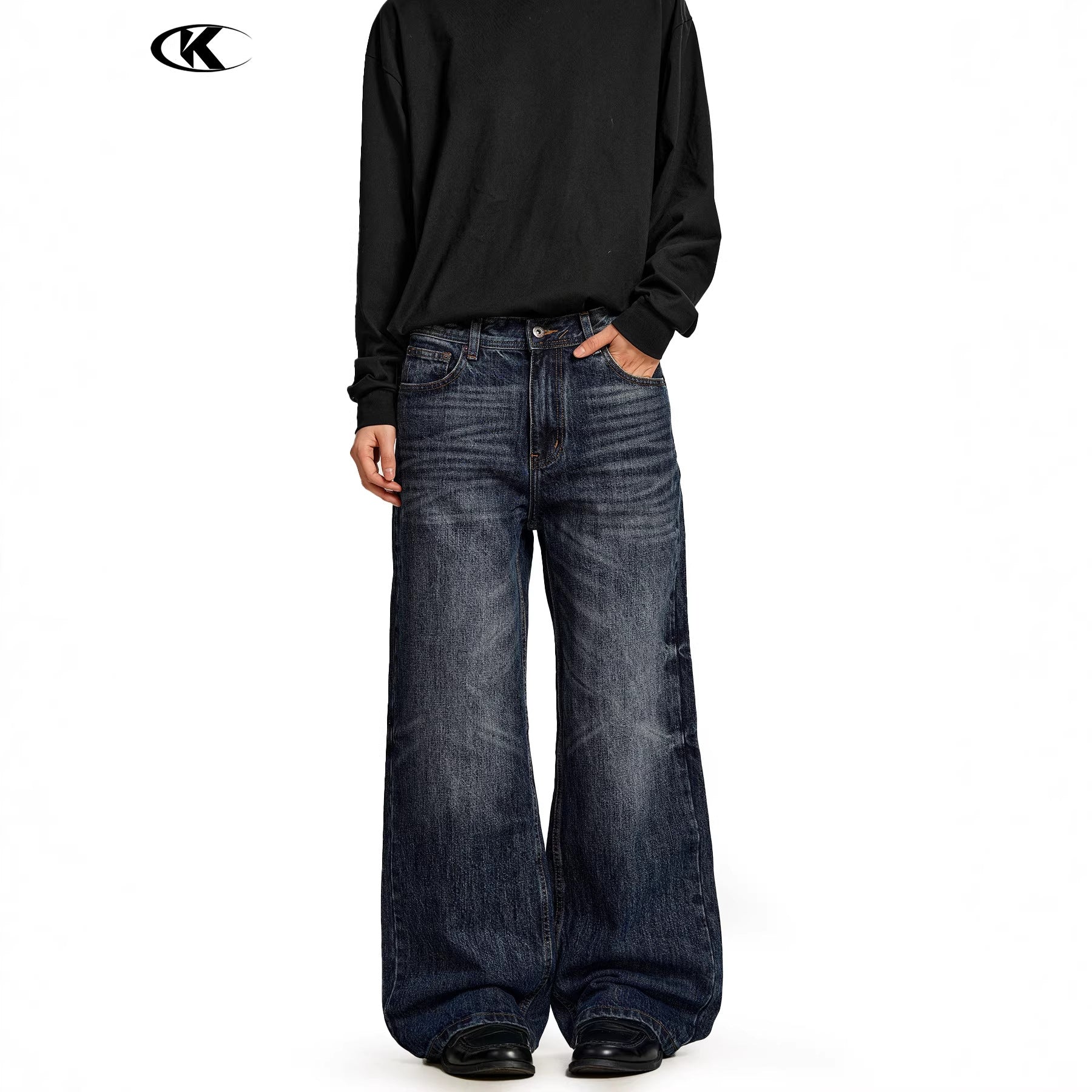 11KN Retro Loose Straight Versatile Jeans