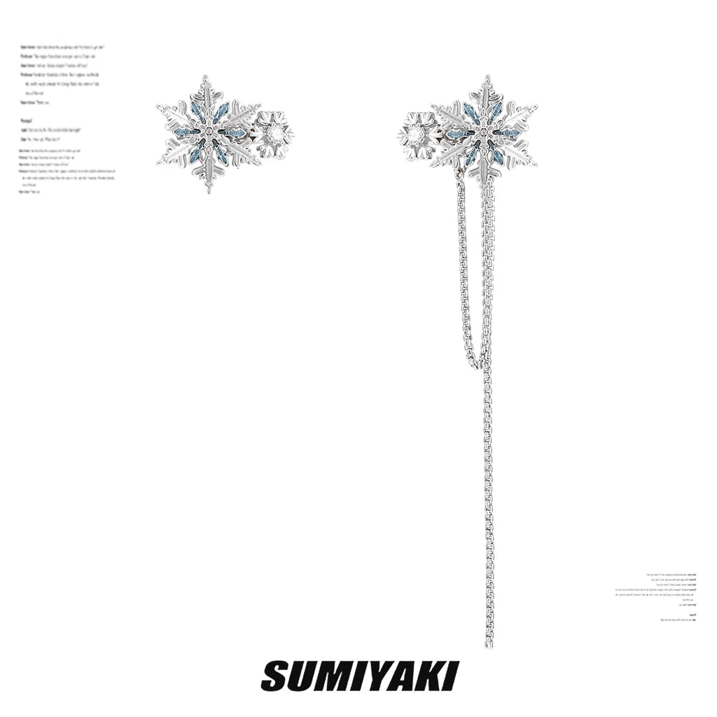 SUMIYAKI Exquisite Snowflake Tassel Ear Clips