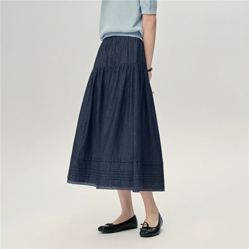 Giordano Lace Semi-elastic Denim Skirt