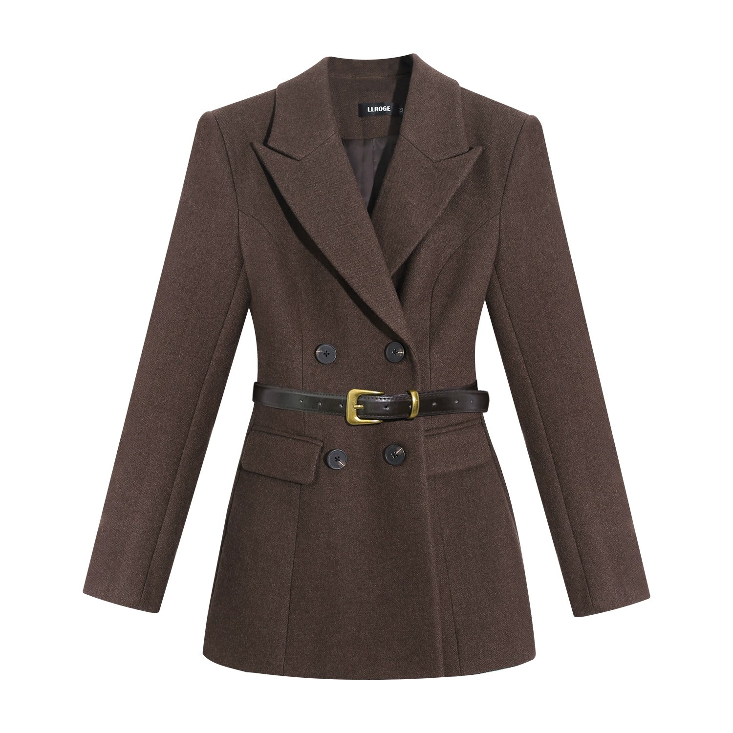 LLROGE Retro Waist Temperament Suit V-neck Dress