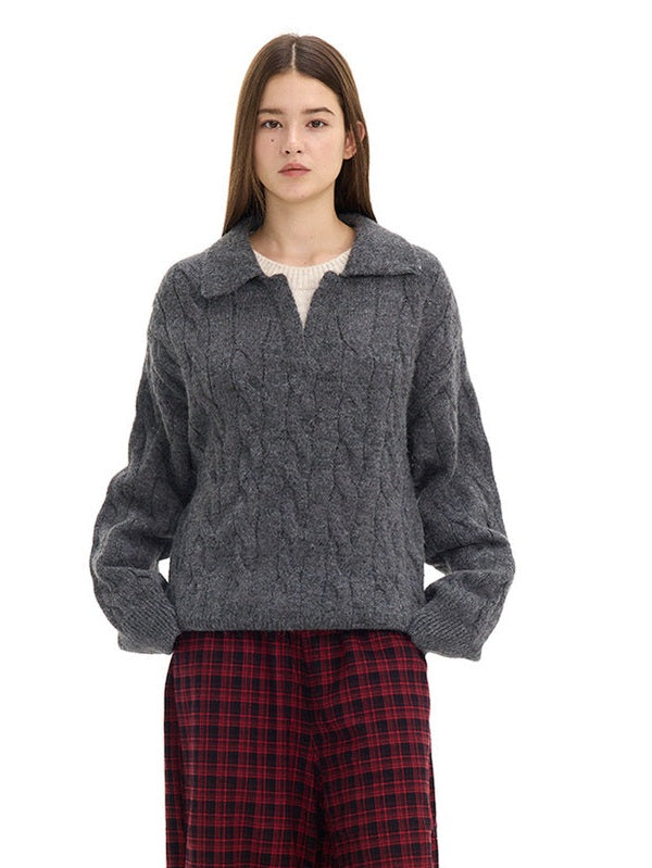 UNF Loose Cashmere Comfortable Soft Waxy Fake Two-piece Knitted Sweater