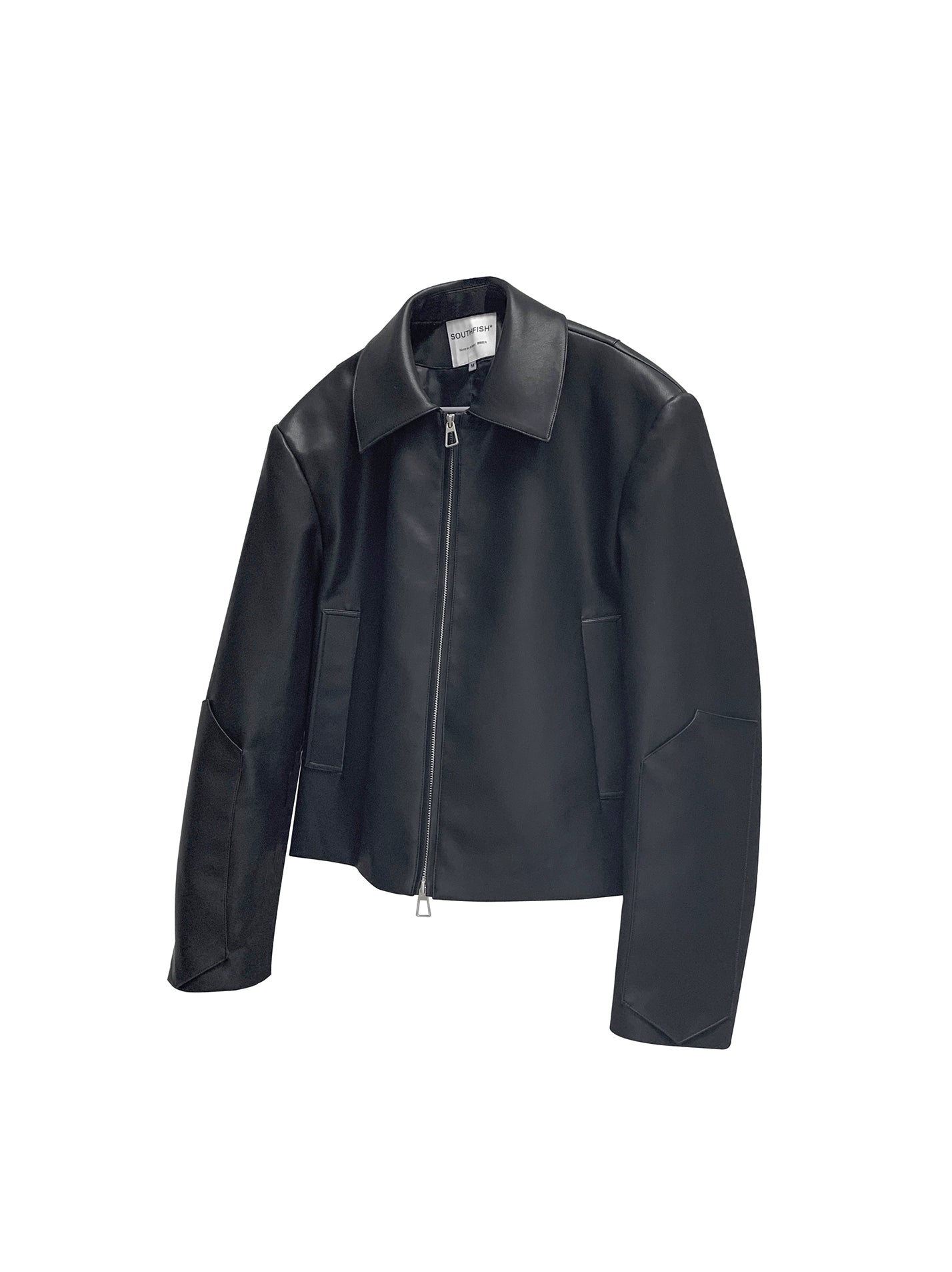 SOUTHFISH Minimalist Double-open Zipper Short Leather Jacket