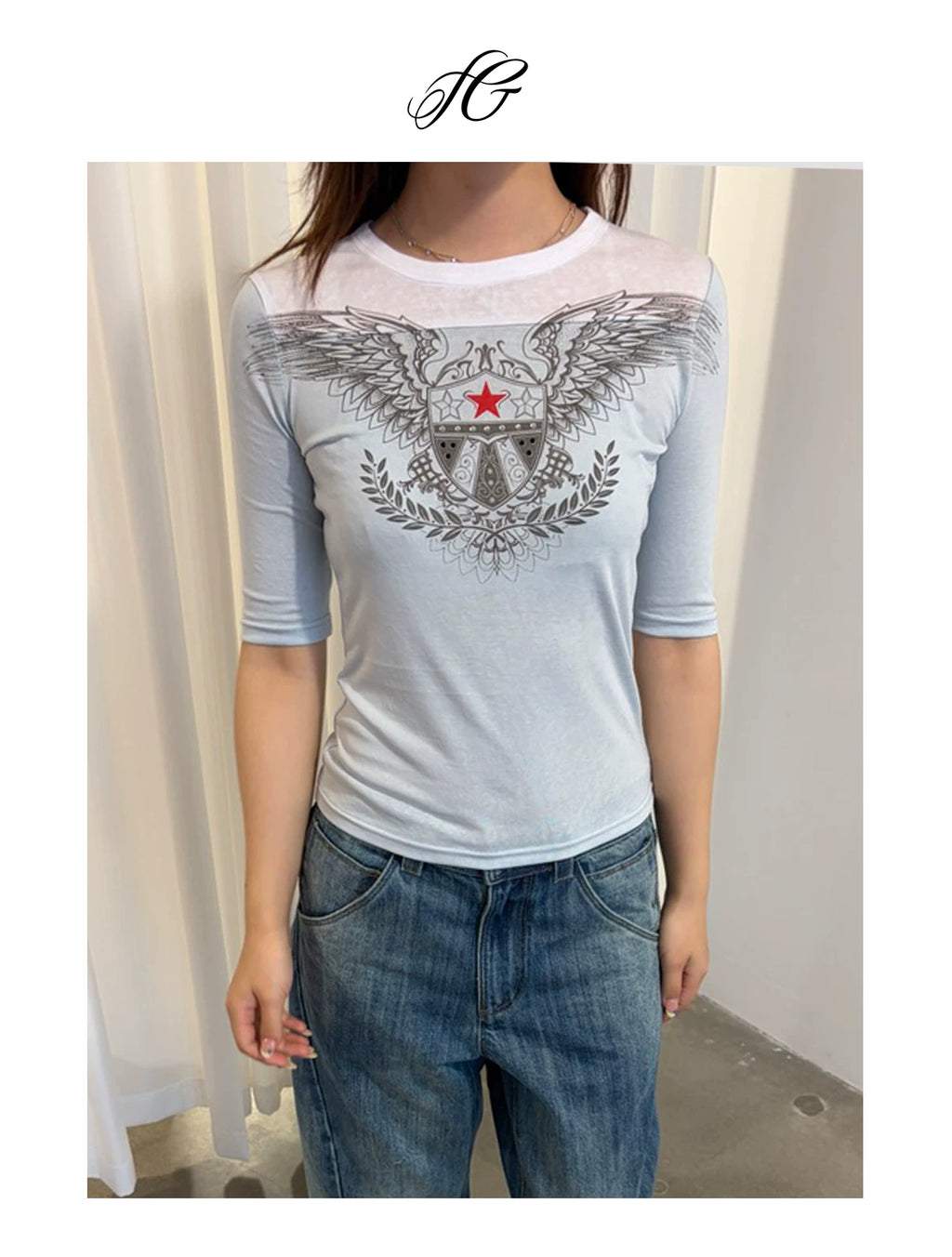 InsGale Eagle Stitching Slim Tee