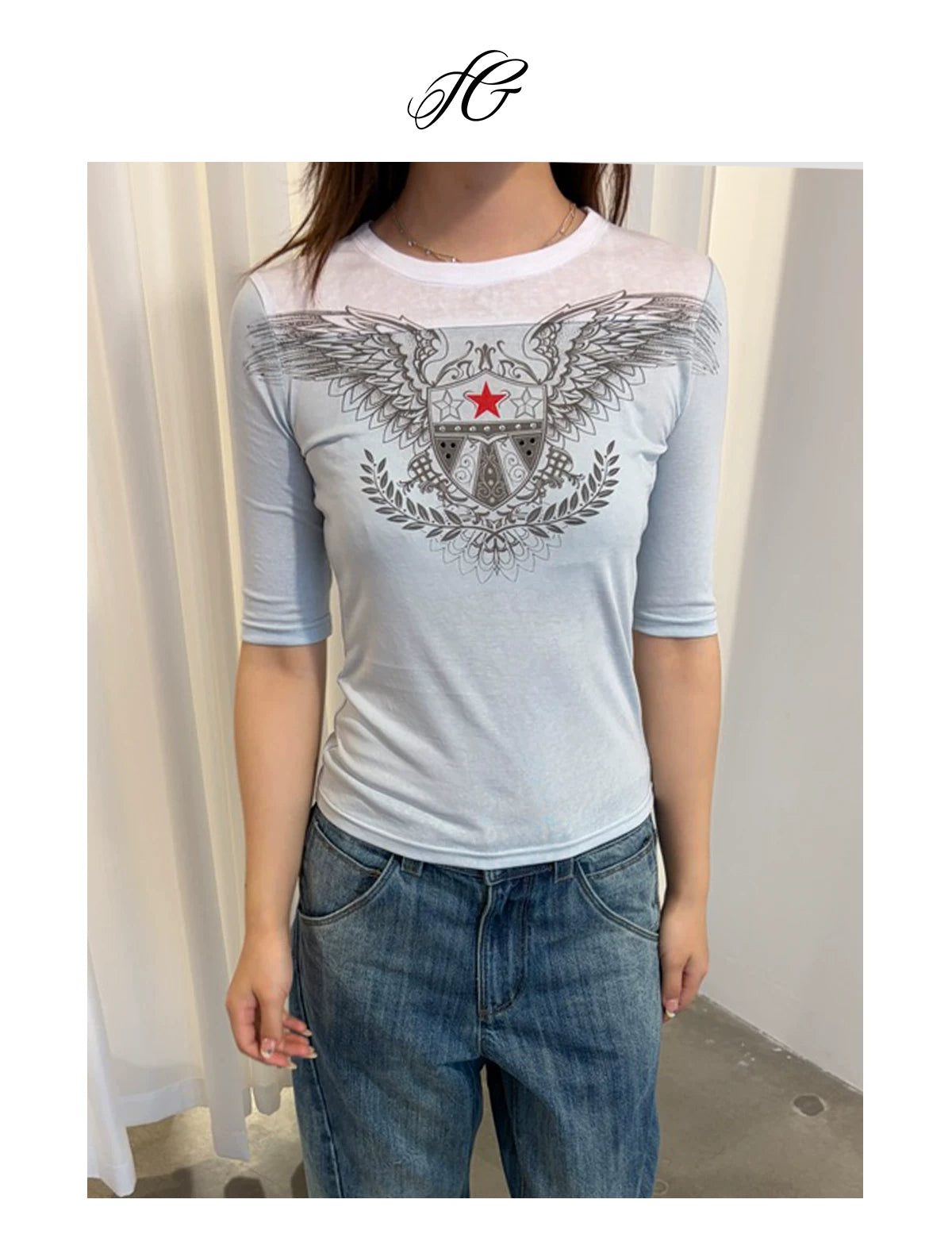 InsGale Eagle Stitching Slim Tee