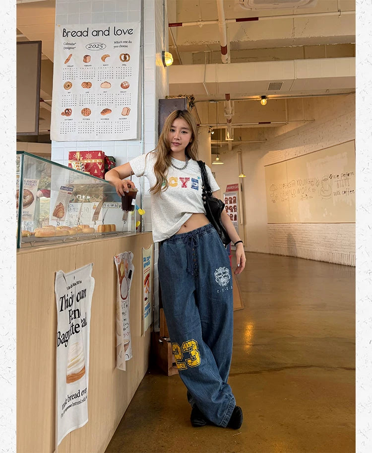 CCYE Digital Printed Loose Straight Jeans