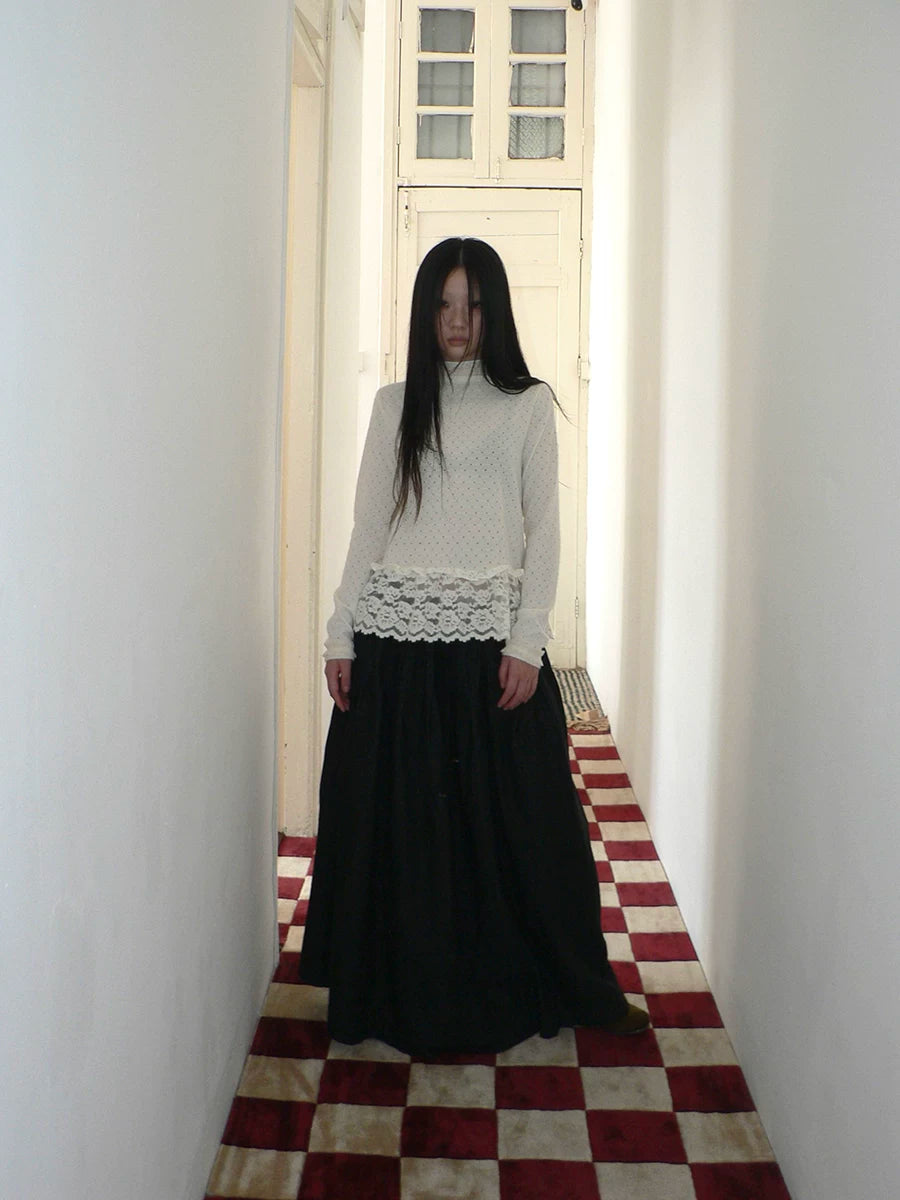 Ang: Project Lace Stitching Hollow Base Long Sleeve