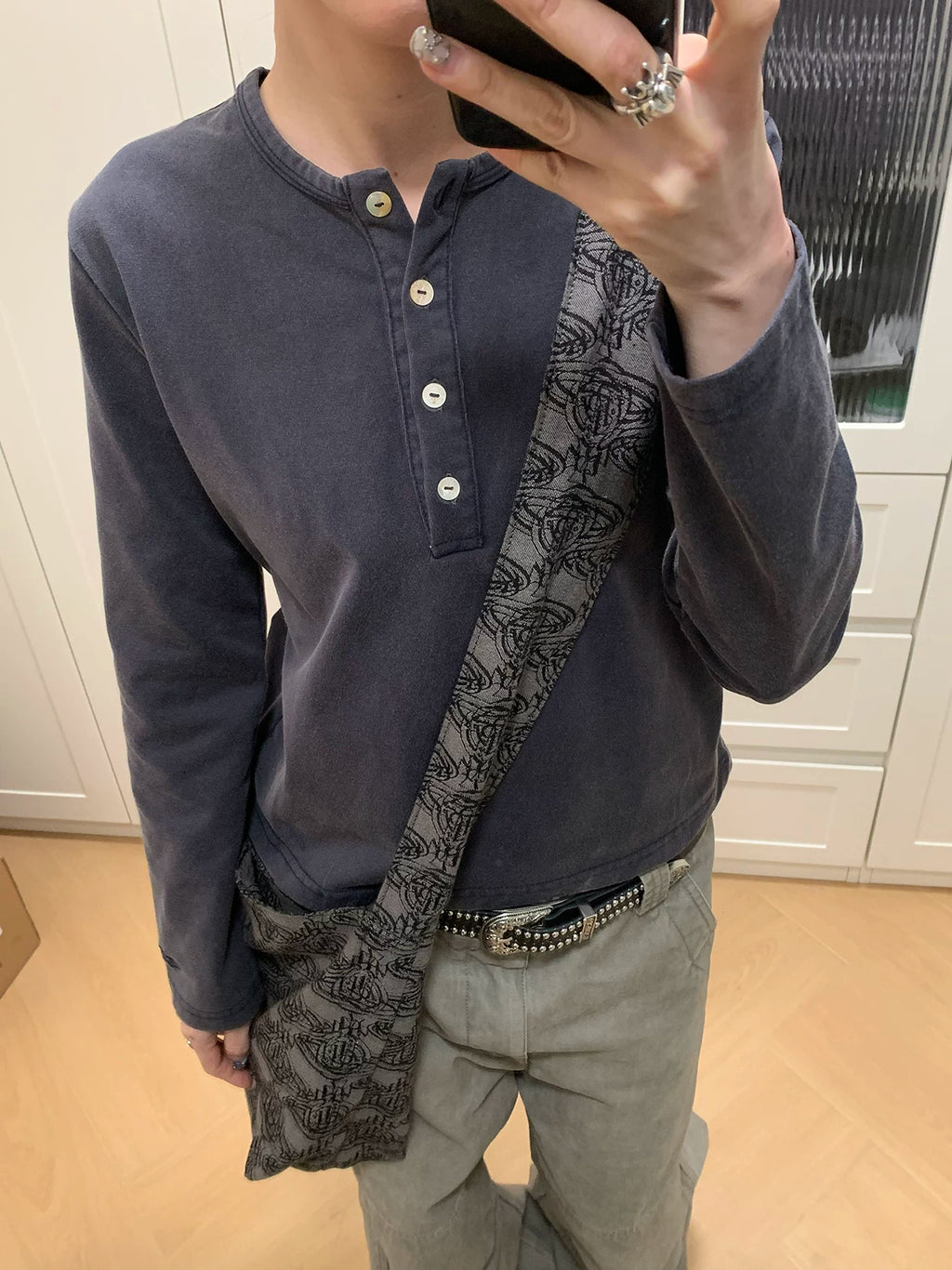 MMBBT Button Embroidery Simple Long Sleeve