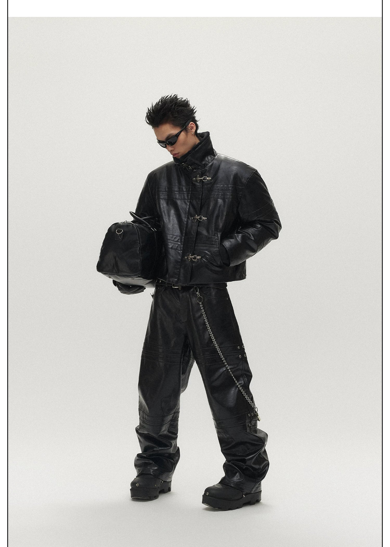 SGWCULT Stitched Silhouette Niche Leather Jacket