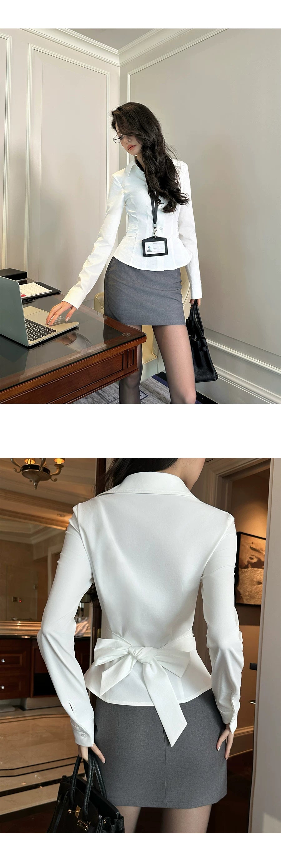 LLROGE Long-sleeved Shirt Skirt Set