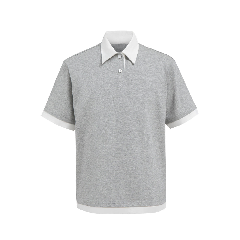 VLABMADE Lazy Contrasting Fake Two-piece Polo Shirt