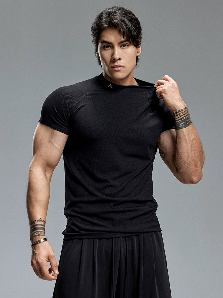 Muscle Dog Small Turtleneck Sports Embroidered Shoulder Tee