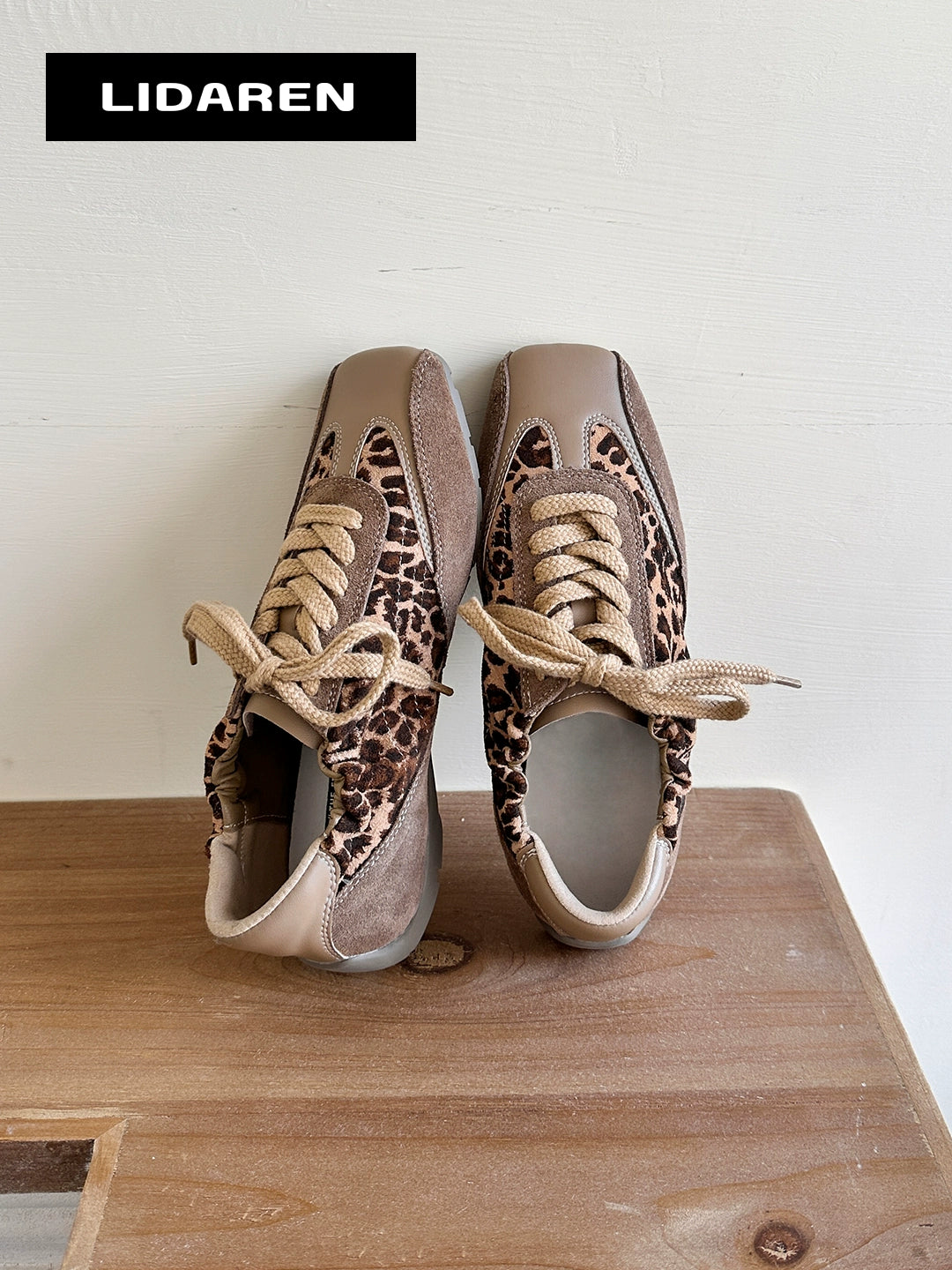 Lidaren Produced Leather Retro Lace-Up Color Matching Casual Forrest Gump Shoes