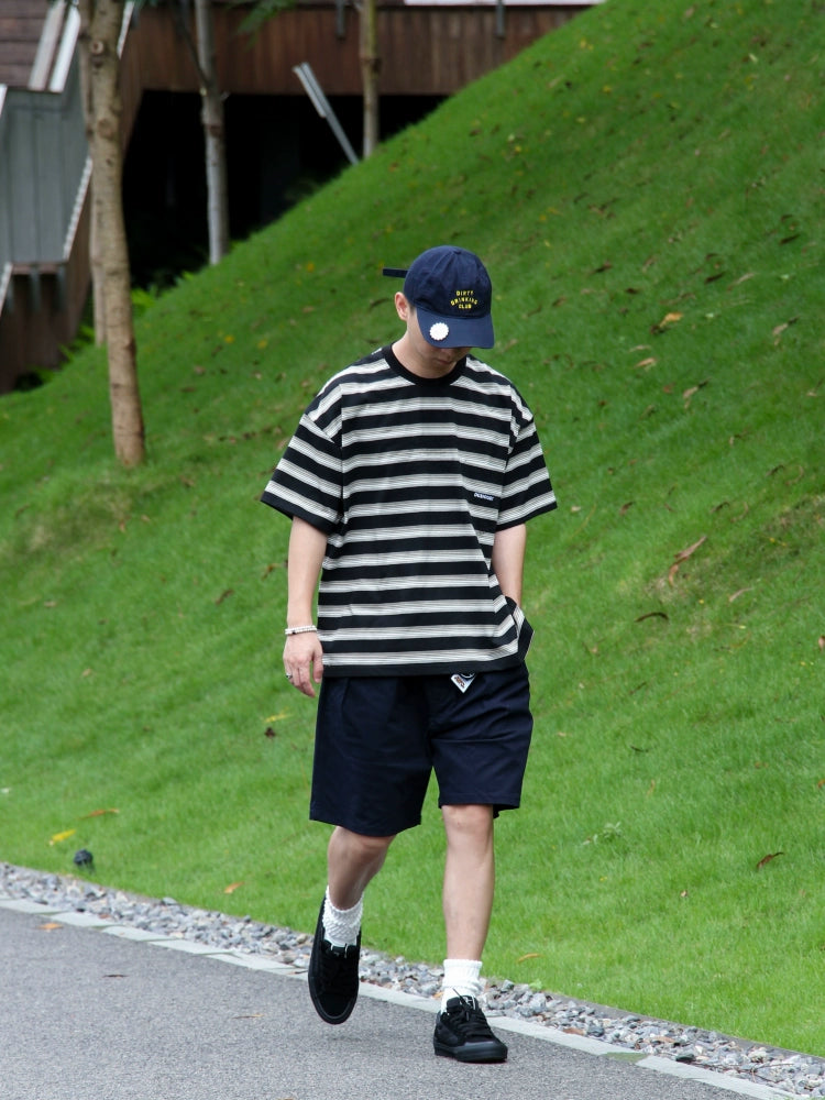DESICCANT Striped Crew Neck Loose Tee