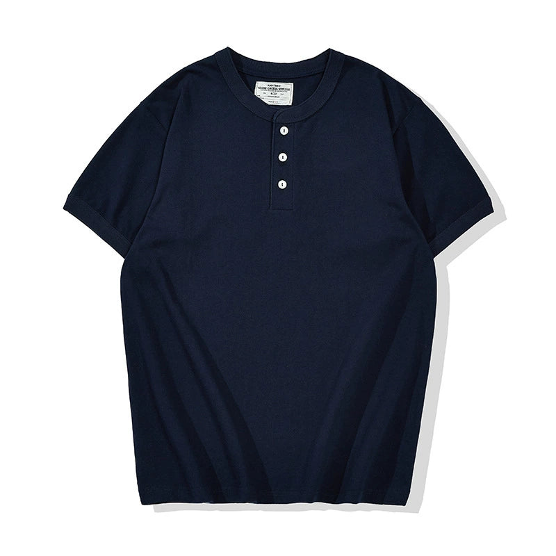 PrintAce Vintage Henry Neck Button Shirt TEE