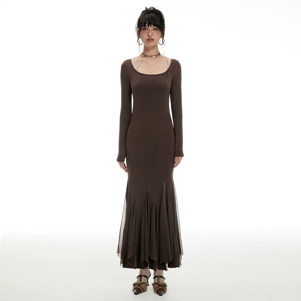 Imone Retro Mesh Stitching Fishtail Skirt