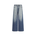 FUNKYFUN Embroidered Plaid Line Straight Jeans (Clearance)