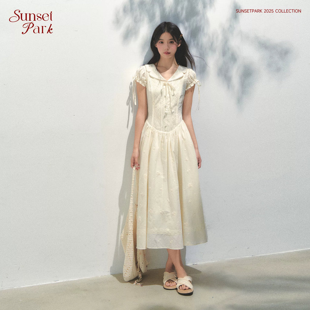 SunsetPark Embroidered Shirt Collar Dress