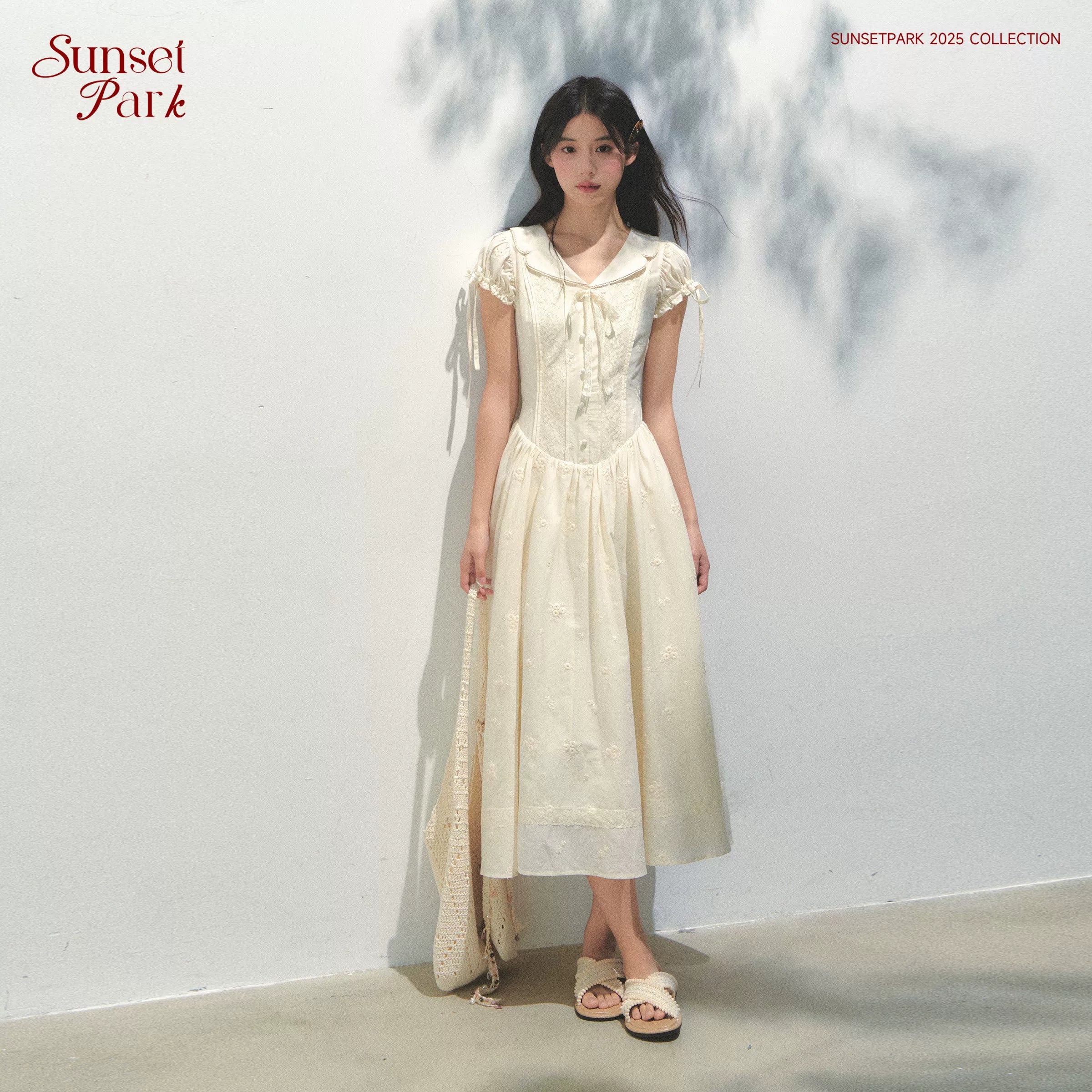 SunsetPark Embroidered Shirt Collar Dress
