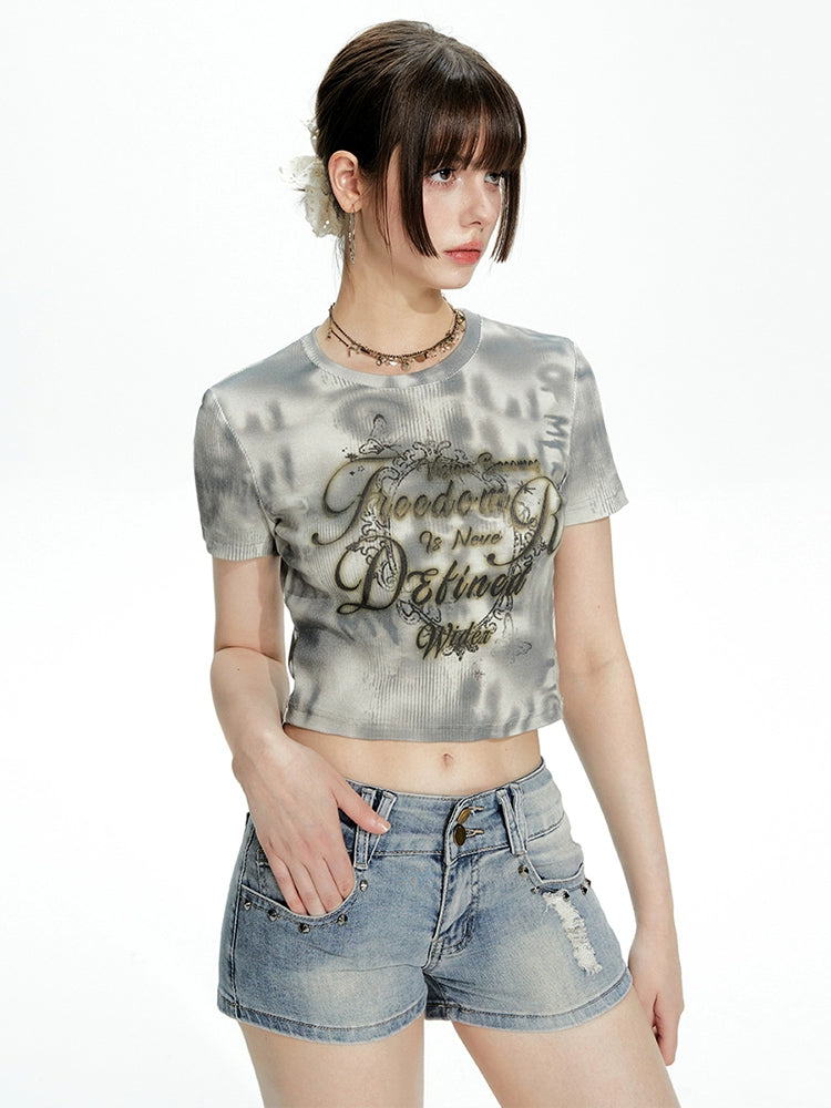 Imone Retro Tie-dye Printing Pit Strip Tee