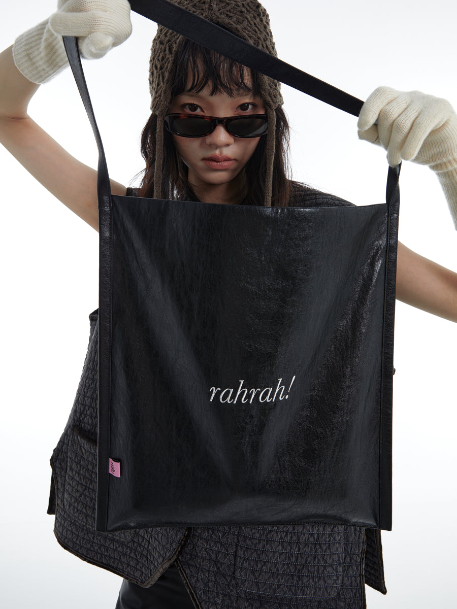 DirtySix "rahrah!" bag 5 colors contrasting embroidery thread soft leather tote bag