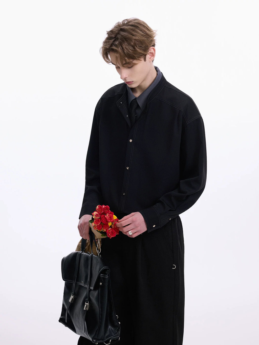CHOR Loose Lapel Casual Fake Two-piece Shirt