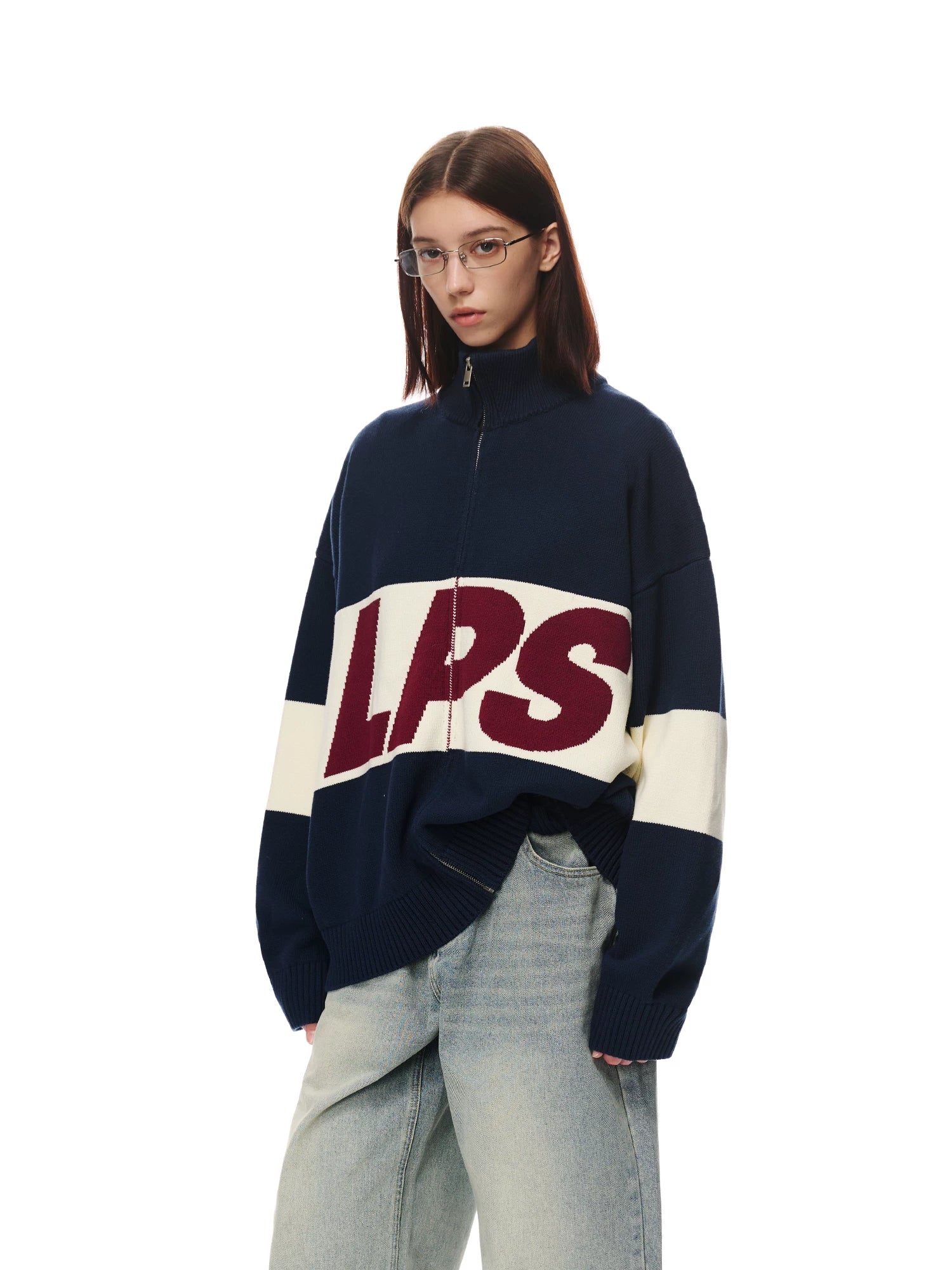 Loopsoon Color Matching Large Print Versatile Casual Sweater